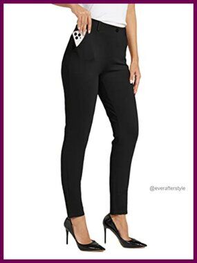 Women's Yoga Dress Pants Skinny Work Slacks Slim Fit Stretch Office Pants
